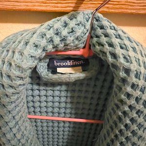 Brooklinen Turkish 100% Cotton Waffle Robe Blue Tie Waist Size Small